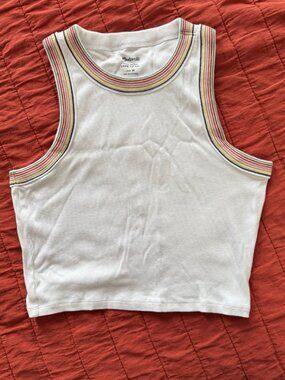 The Pride Brightside White Rainbow Crop Tank